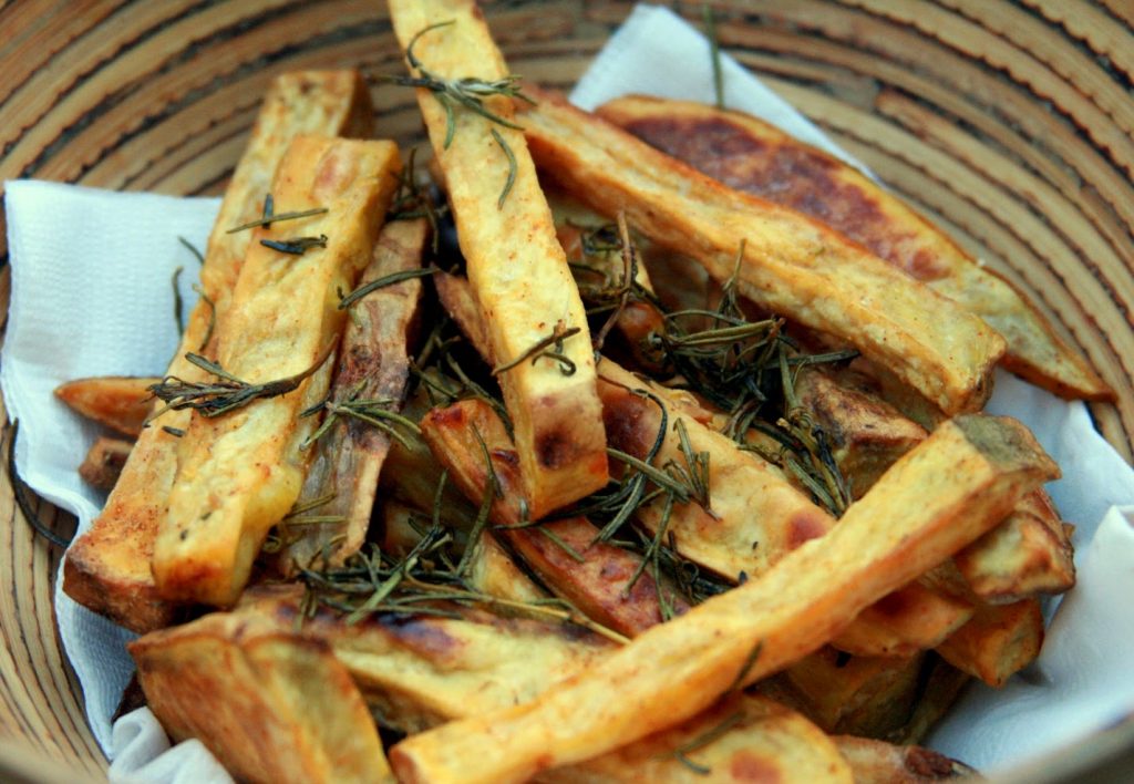 BATATA DOCE ASSADA AOS PALITOS